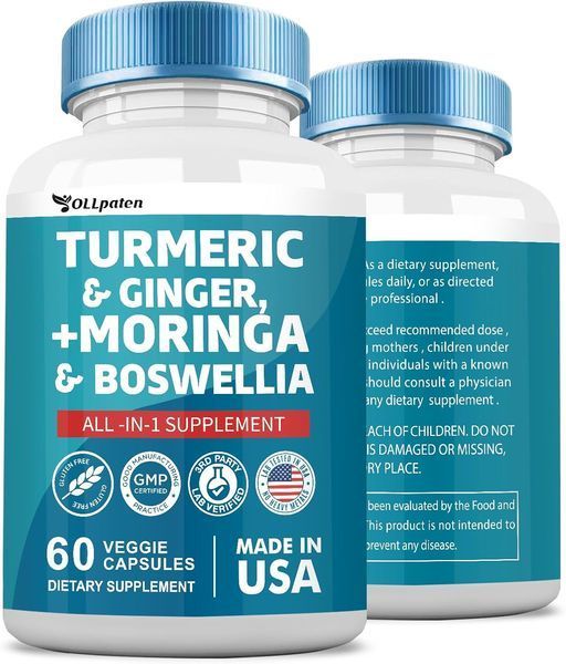 Идеальная универсальная премиальная добавка OLLpaten Turmeric Curcumin Moringa Ginger Boswellia Saffron 60 капсул 4384307046 фото