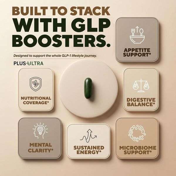 Добавка премиум-класса снижение веса Plus+Ultra GLPLUS+ GLP-1 Symbiotic Support 60 капсул 2966551237 фото