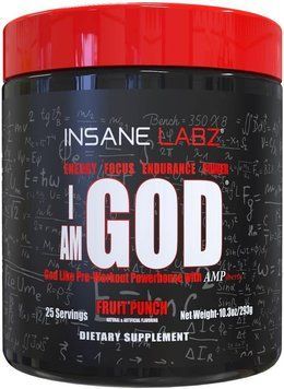Добавка премиум-класса стойкая энергия памп выносливость Insane Labz I am God 293 г 2939159926 фото
