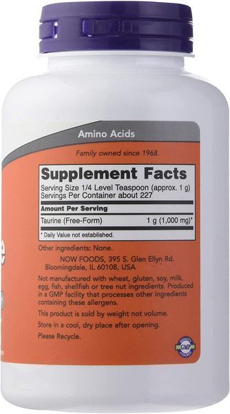 Амінокислоти NOW Taurine Powder 227 г (4384303522) 1439661176 фото