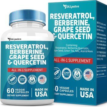 Идеальная универсальная премиальная добавка OLLpaten Resveratrol Berberine Grape Seed Extract Quercetin Green Tea Extract 60 капсул 4384307047 фото
