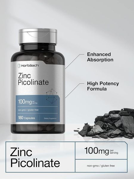 Домішка преміумкласу піколінат цинку Horb&auml;ach Zinc Picolinate 100mg 180 капсул 2456176402 фото