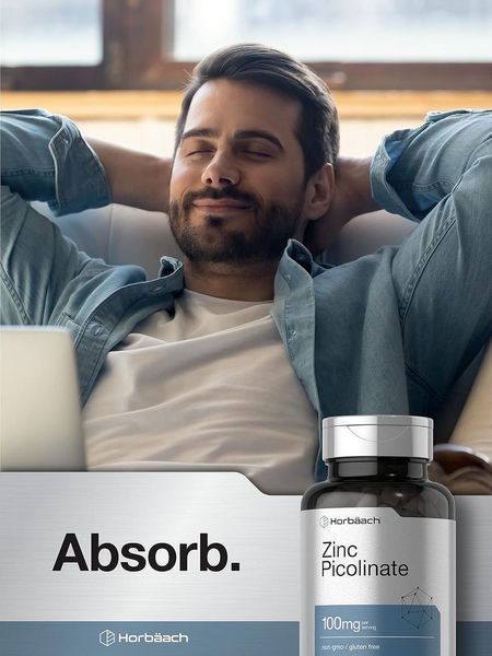 Домішка преміумкласу піколінат цинку Horb&auml;ach Zinc Picolinate 100mg 180 капсул 2456176402 фото