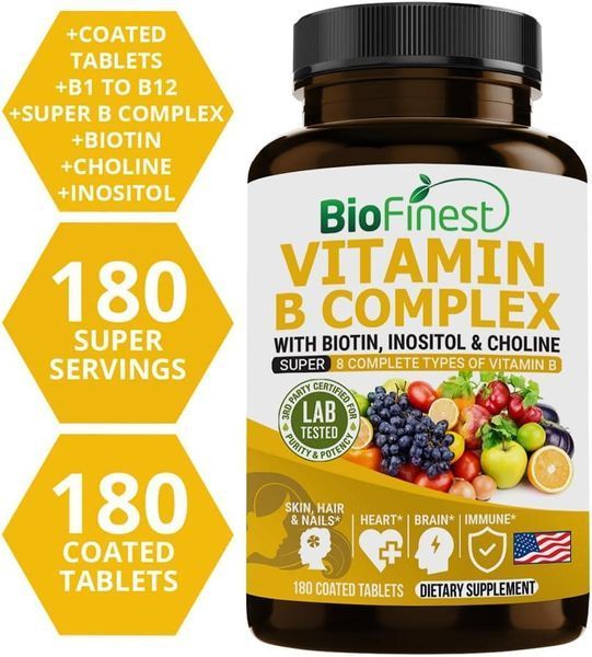 Комплексная добавка витамина B премиум-класса BioFinest Vitamin B Complex 180 таблеток 2246416335 фото