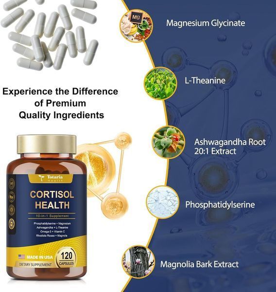 Домішка преміумкласу підтримка настрою фокусу сну Totaria Cortisol Health 120 капсул 2493745752 фото