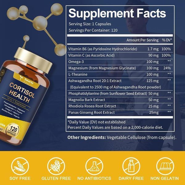 Домішка преміумкласу підтримка настрою фокусу сну Totaria Cortisol Health 120 капсул 2493745752 фото