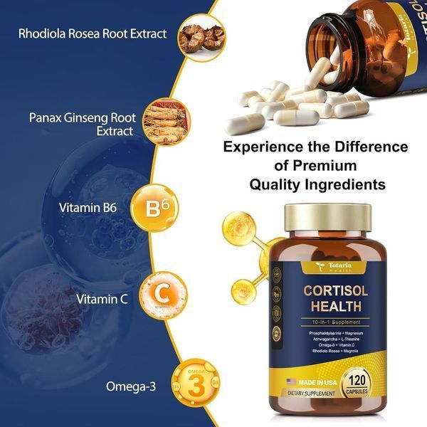 Домішка преміумкласу підтримка настрою фокусу сну Totaria Cortisol Health 120 капсул 2493745752 фото