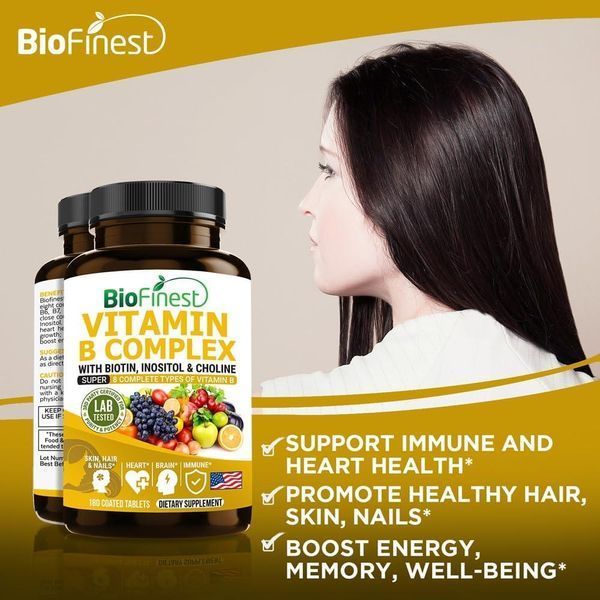 Комплексная добавка витамина B премиум-класса BioFinest Vitamin B Complex 180 таблеток 2246416335 фото