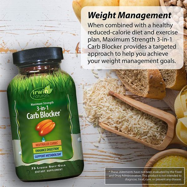 Жиросжигатель Irwin Naturals 3-in-1 Carb Blocker 150 капсул (4384303574) 1443115845 фото
