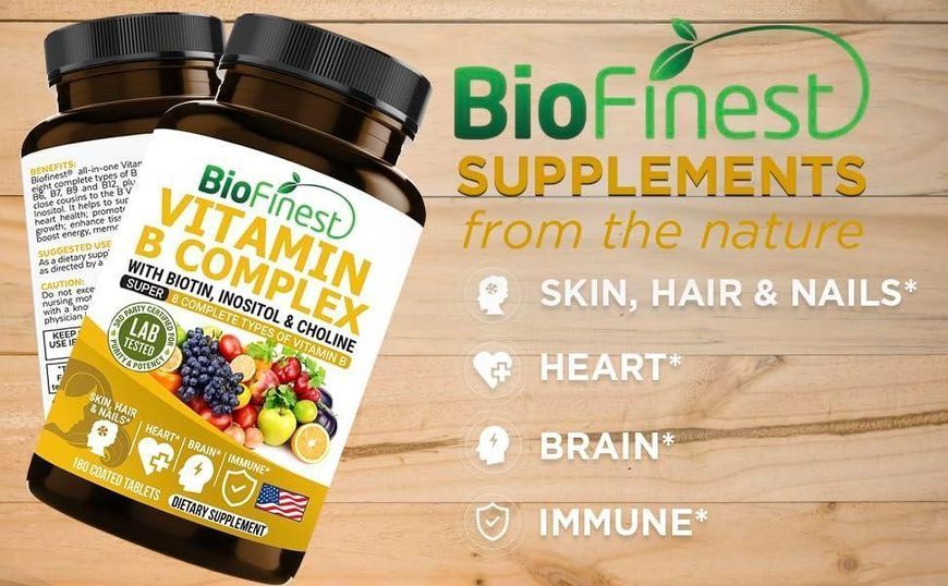 Комплексная добавка витамина B премиум-класса BioFinest Vitamin B Complex 180 таблеток 2246416335 фото
