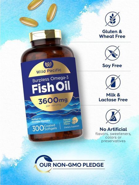 Добавка премиум-класса омега 3 жирные кислоты Carlyle Burpless Fish Oil 3600 mg 300 капсул 2677483002 фото