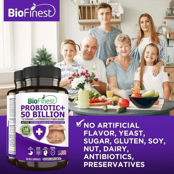 Пробиотическая ферментная добавка премиум-класса BioFinest Probiotic 50 Billion 60 капсул 2246416336 фото
