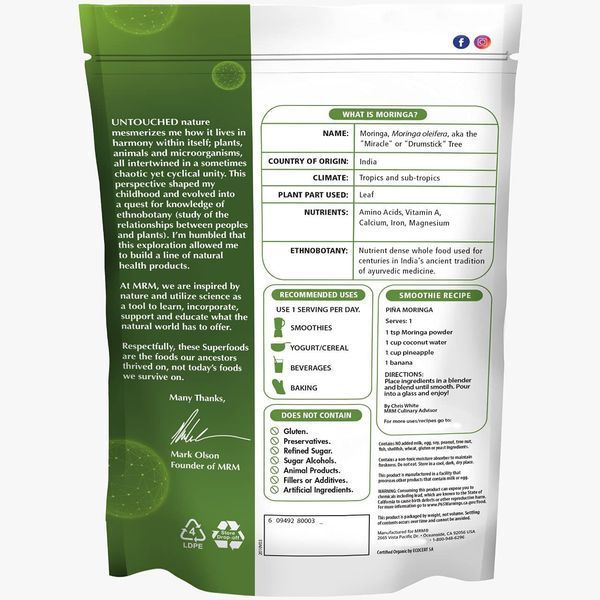 MRM Organic Moringa Powder 240 г (4384303829) 1497484459 фото
