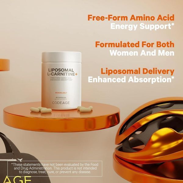 Карнитин в свободной форме липосомальная доставка Codeage Liposomal L-Carnitine 90 капсул 2058331932 фото