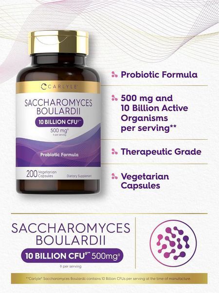 Домішка преміумкласу пробіотики та пребіотики Carlyle Saccharomyces Boulardii 200 капсул 2807947256 фото