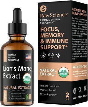 Рідка ноотропна добавка для підтримки мозку Raw Science Lions Mane Extract 60 мл 2135128960 фото