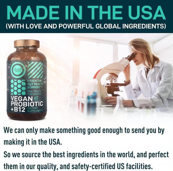 Пребиотики и пробиотики Wild Fuel Vegan Probiotic Plus B12 60 капсул 2079829853 фото