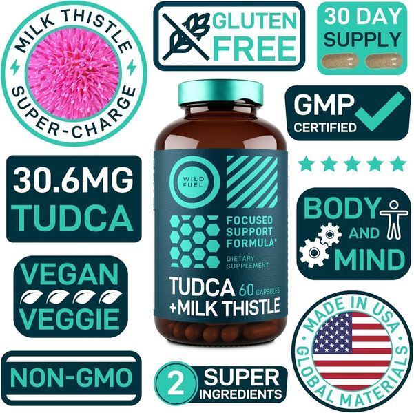 Очищение печени, желчного пузыря, почек и кишечника Wild Fuel TUDCA and Milk Thistle 60 капсул 2079829854 фото