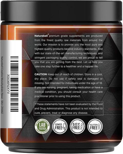 Моногідрат креатину преміумкласу NatureBell Creatine Monohydrate Powder 500 г 2407216803 фото