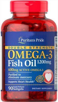 Витамины Puritan's Pride Double Strength Omega-3 Fish Oil 1200 mg/600 mg 90 капсул (4384301473) 1060001295 фото