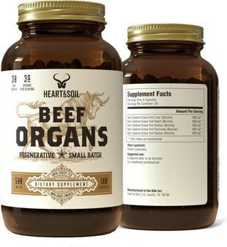Добавка премиум-класса для общего здоровья HEART & SOIL Beef Organs 180 капсул 3173461706 фото