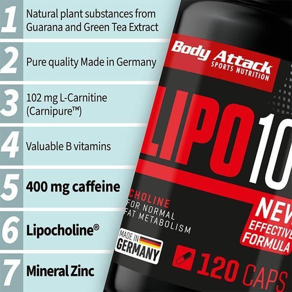 Жиросжигатель Body Attack LIPO 100 60 капсул (4384303683) 1460665256 фото