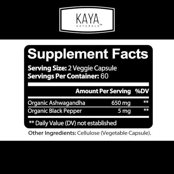 Домішка преміумкласу ашваганда Kaya Naturals Ashwagandha 1300mg 120 капсул 3028912393 фото