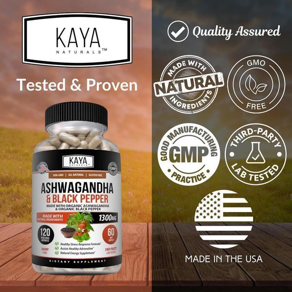Домішка преміумкласу ашваганда Kaya Naturals Ashwagandha 1300mg 120 капсул 3028912393 фото