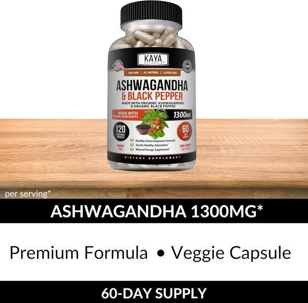 Домішка преміумкласу ашваганда Kaya Naturals Ashwagandha 1300mg 120 капсул 3028912393 фото