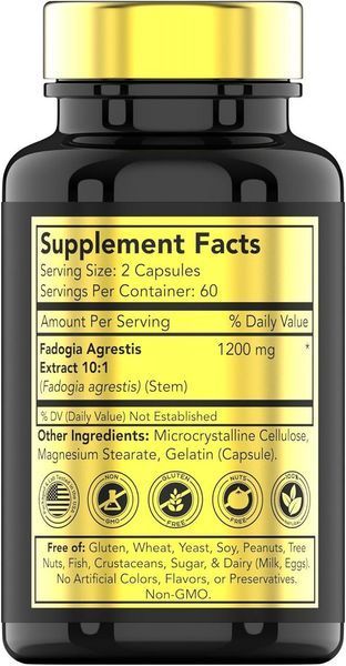 Добавка премиум-класса для поддержании энергии и мышечной массы Tnvitamins Fadogia Agrestis 1200mg 120 капсул 2885282370 фото