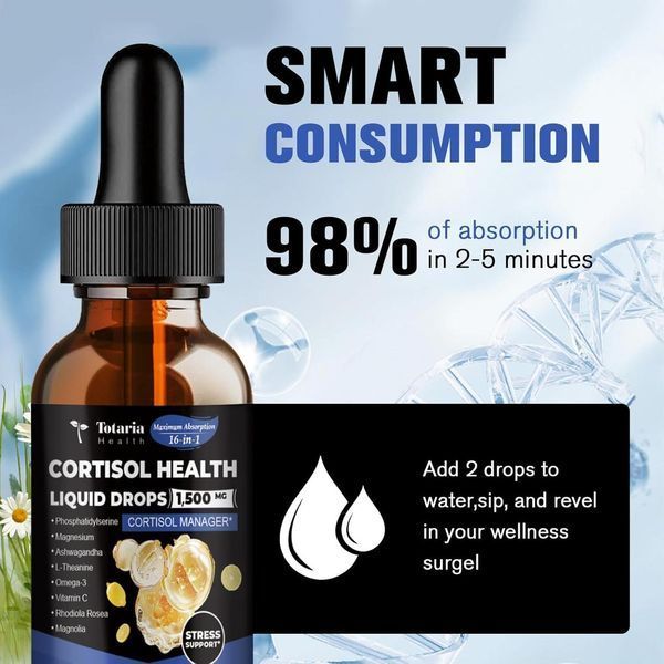 Домішка преміумкласу додає настрій фокусу сон Totaria Cortisol Health Liquid Drops 60 мл 2495143835 фото