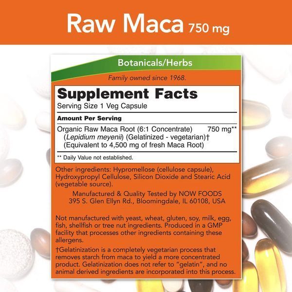 Бустер тестостерону NOW RAW Maca 750 mg 90 капсул (4384303530) 1439661184 фото