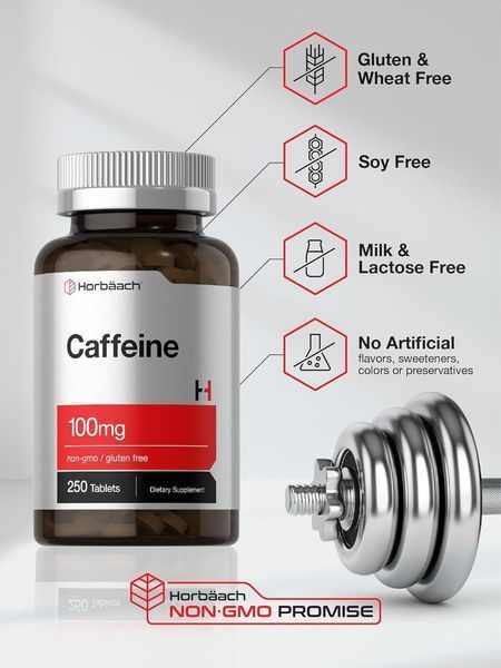 Домішка преміумкласу кофеїн Horb&auml;ach Caffeine 100mg 250 таблеток 2481296089 фото
