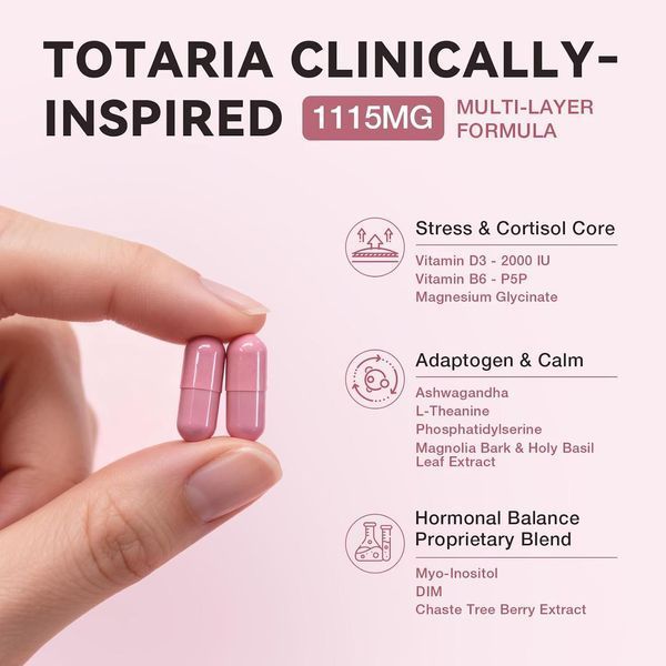 Домішка преміумкласу для гормонального балансу Totaria Women's Cortisol with Hormonal Balance 120 капсул 3152773338 фото