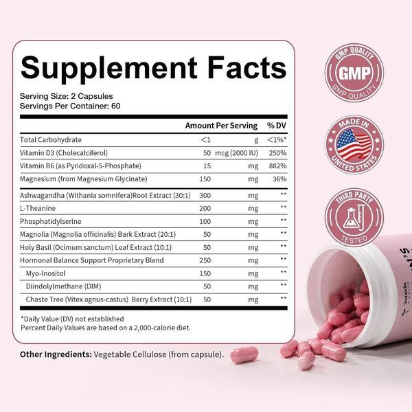 Домішка преміумкласу для гормонального балансу Totaria Women's Cortisol with Hormonal Balance 120 капсул 3152773338 фото