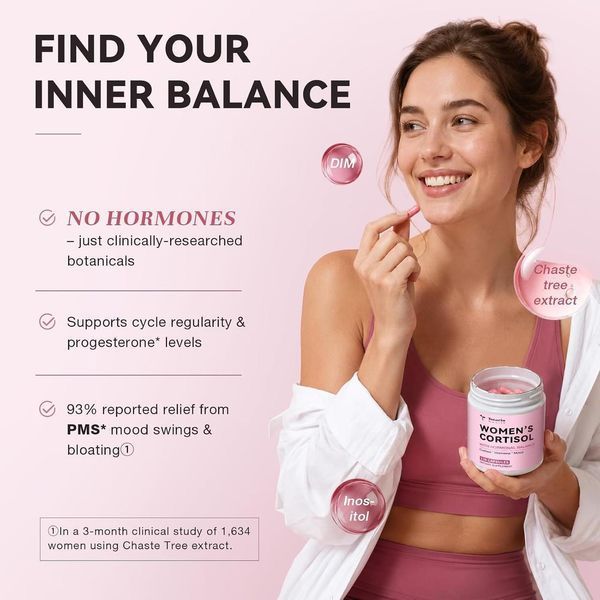 Домішка преміумкласу для гормонального балансу Totaria Women's Cortisol with Hormonal Balance 120 капсул 3152773338 фото