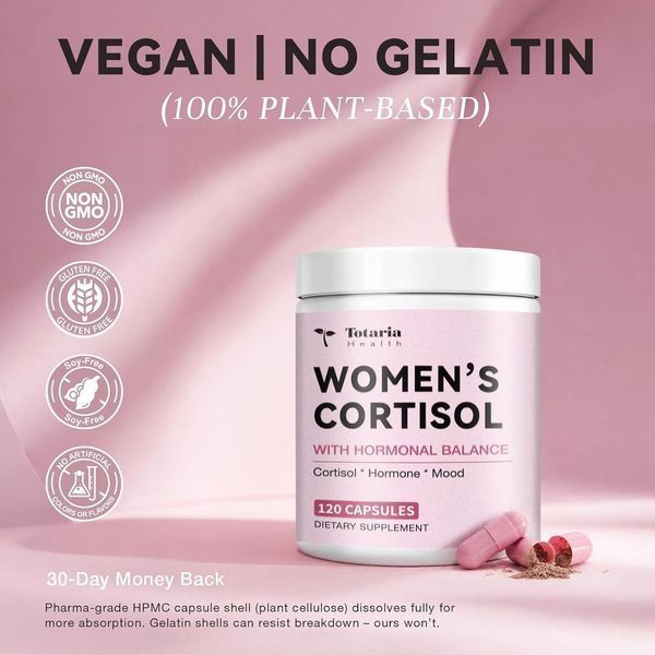 Домішка преміумкласу для гормонального балансу Totaria Women's Cortisol with Hormonal Balance 120 капсул 3152773338 фото