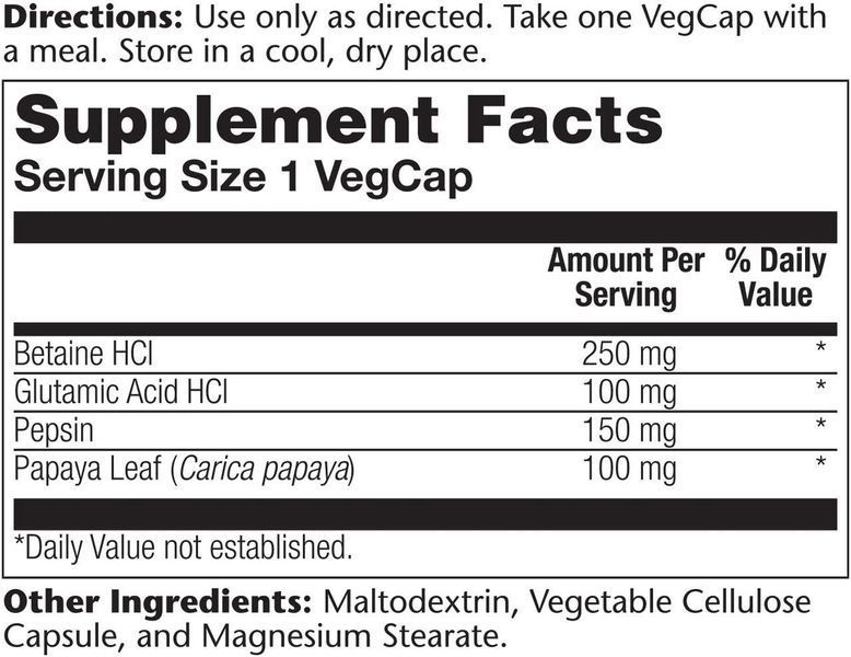 Solaray HCL with Pepsin 180 капсул (4384304594) 1684742270 фото