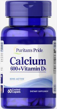 Витамины Puritan's Pride Calcium Carbonate 600 mg + Vitamin D 125 IU 60 таблеток (4384301493) 1060001316 фото