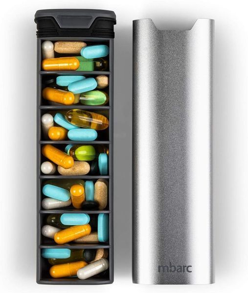 Премиальный контейнер для таблеток HigherHuman 7 Day Weekly Pill Organizer Metallic Silver 2059508781 фото