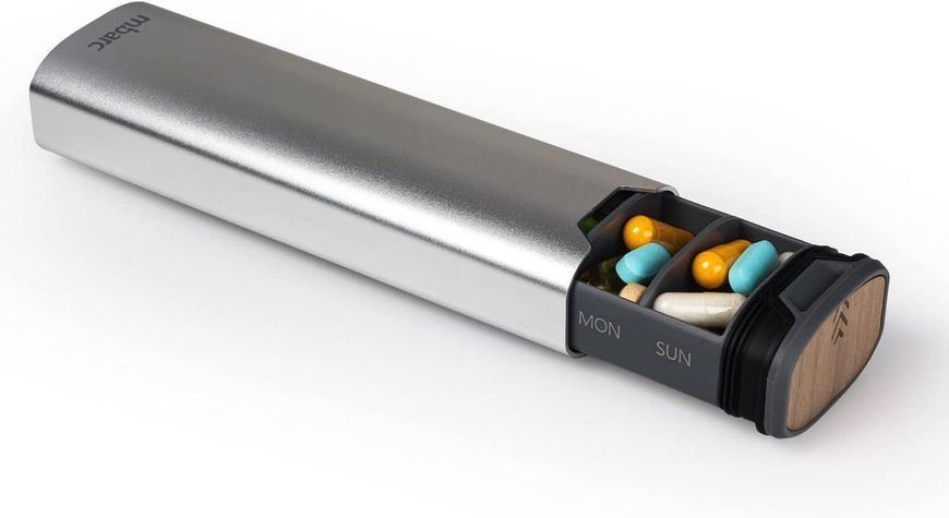 Премиальный контейнер для таблеток HigherHuman 7 Day Weekly Pill Organizer Metallic Silver 2059508781 фото
