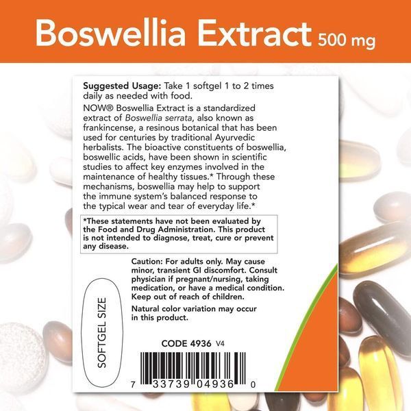 NOW Boswellia Extract 500 mg Veg Capsules 90 капсул (4384303788) 1484206215 фото