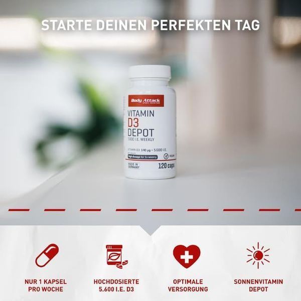 Вітаміни Body Attack Vitamin D3 Depot 120 капсул (4384303690) 1463504842 фото