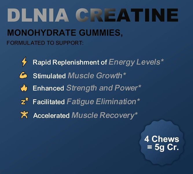 Креатин преміумкласу DLNIA Creatine Monohydrate Gummies 120 таблеток 2249606097 фото