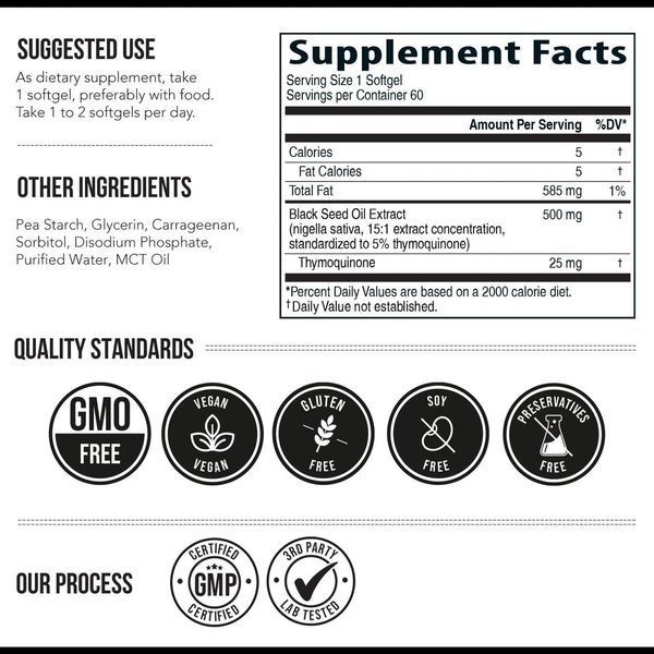 Олія чорного кмину преміумкласу Triquetra Health TQ-Advanced Black Seed Oil 60 капсул 2360300017 фото
