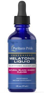Спеціальний продукт Puritan's Pride Sublingual Melatonin Natural Black Cherry Flavor 1 mg 59 мл Вишня 1060001417 фото