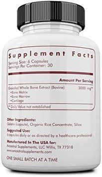 Домішка для підтримки шкіри, порожнини рота та суглобів Ancestral Supplements Grass Fed Beef Bone and Marrow 180 капсул 2058331946 фото