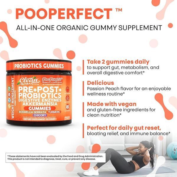 Домішка преміумкласу повна підтримка кишківника Clean Nutraceuticals Prebiotic Postbiotic Digestive Enzymes Gummies 60 таблеток 2925390700 фото