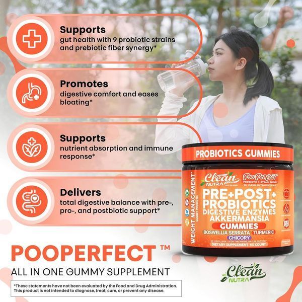 Домішка преміумкласу повна підтримка кишківника Clean Nutraceuticals Prebiotic Postbiotic Digestive Enzymes Gummies 60 таблеток 2925390700 фото