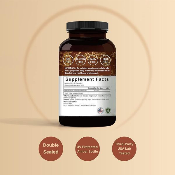 Домішка преміумкласу для імунної підтримки NatureBell Quercetin 500mg 300 капсул 2411759224 фото